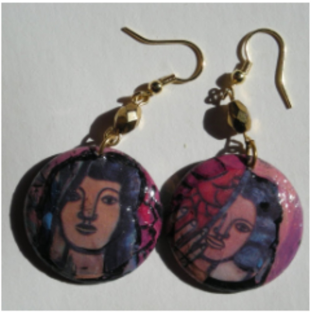 Matisse face earrings.  One of  a kind unique